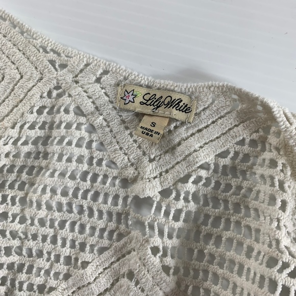 Lily White Womens Vest Size Small Gray Raw Seams Open Front Crochet Knit Boho - Picture 3 of 6